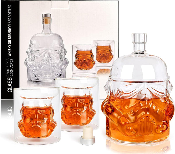 Galaktischer Whiskydekanter mit 2 Gläsern